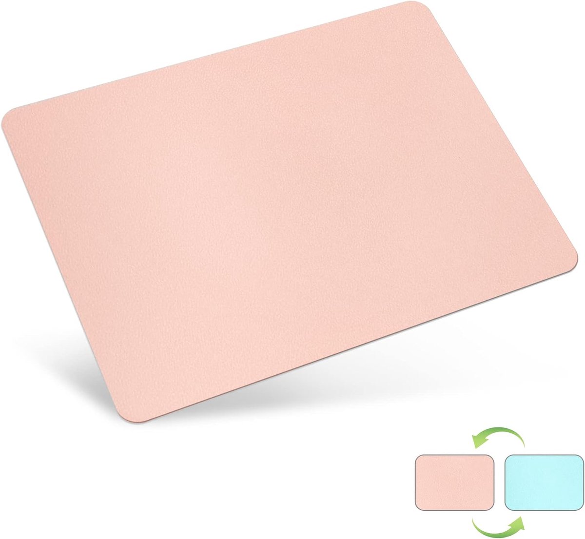Muismat 30 x 25 cm - Lederen, waterdicht - Dubbelzijdig, roze en lichtblauw - Perfect voor kantoor en thuis - ShopVlot