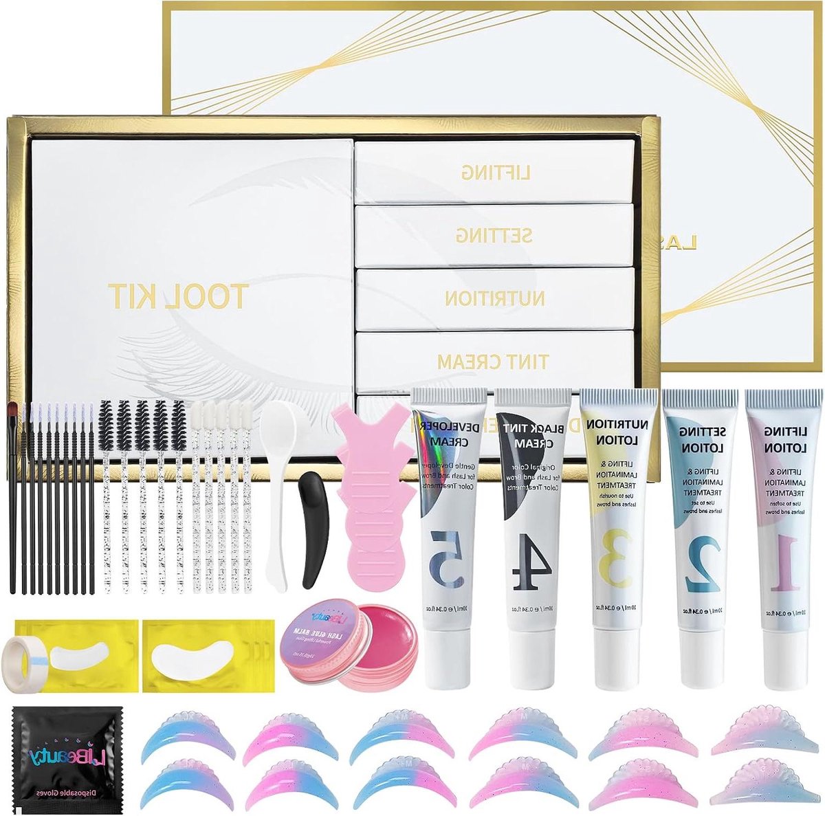 Wimperlift Set - Wenkbrauw Kleuring - Natuurlijke Look - Alles-in-één Kit - 10 ml Kleur - Zwart