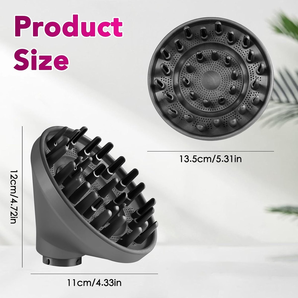 Haar Diffuser Opzetstuk - Krul Definiëren - Volume Creëren - Universeel Compatibel - 14 cm - Grijs