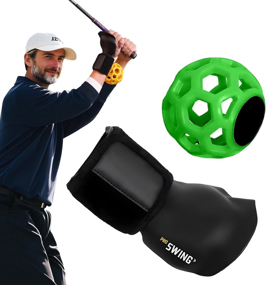 Golf Swing Trainer voor Beginners - Effectieve Golf Training Aid voor Verbetering van Swing en Polsbeheersing, Universele Plastic Trainer (Groen)