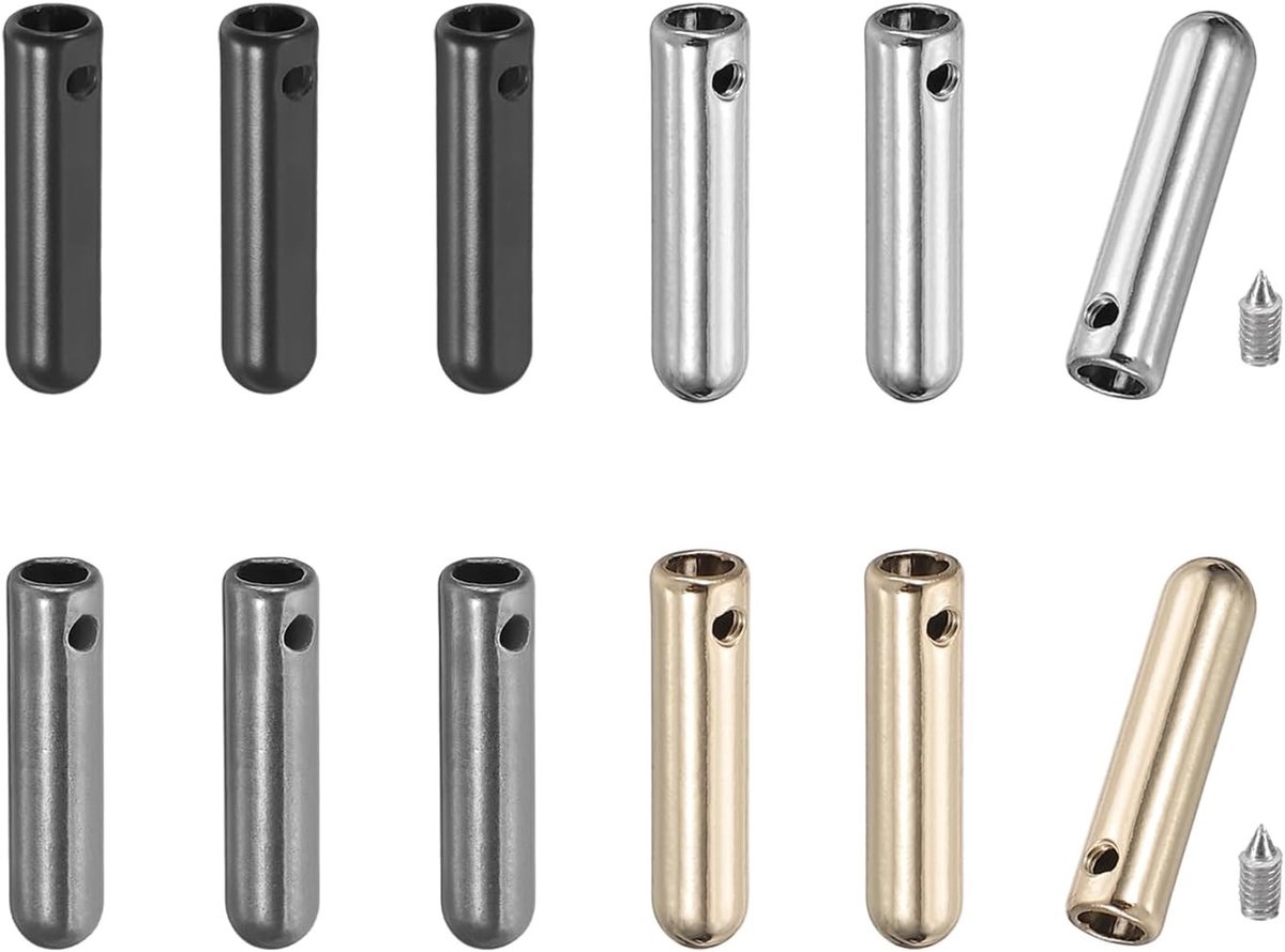 12 Stuks Schoenveter Tips met Schroef, 25mm Aluminium Cilindrische Aglets voor Schoenveters, Vervangende Eindkappen voor Schoenen