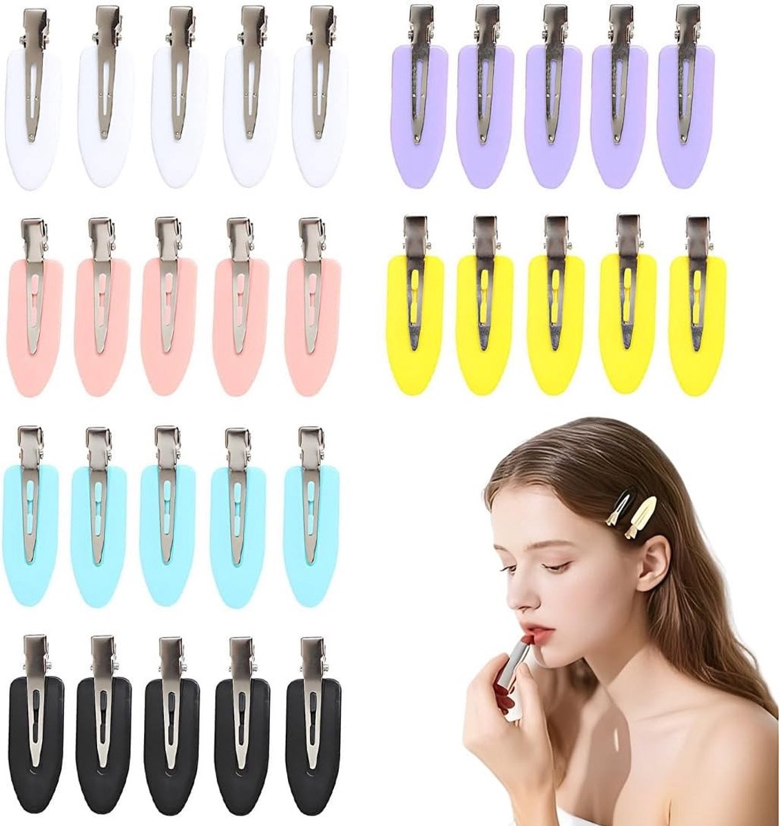 Set van 30 kreukvrije haarspelden in diverse kleuren voor kapsels en make-up, ideaal voor elke gelegenheid