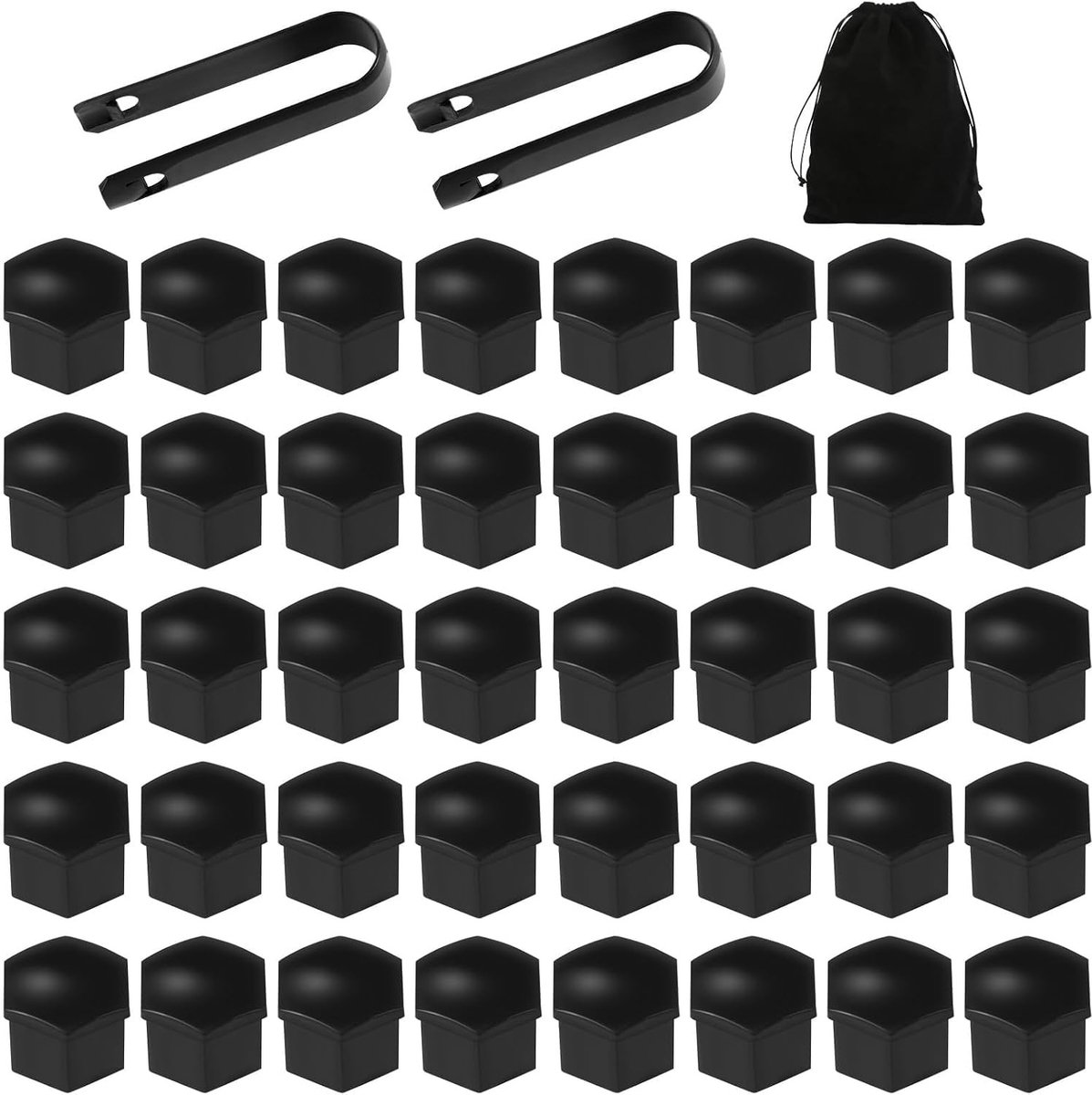 40 Stuks 19mm Universele Wielboutkappen - Zwarte Plastic Schroefdeksels voor Auto's met Antidiefstal en Verwijdertool Set