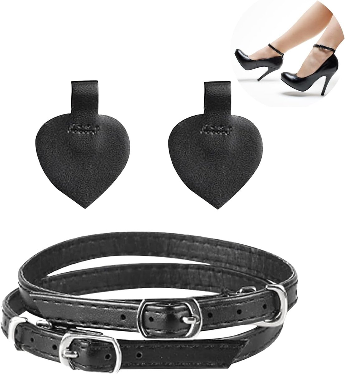 Verstelbare schoenriemen en verwijderbare veters voor dames, elastische straps voor pumps, slippers en sandalen met comfortkussens