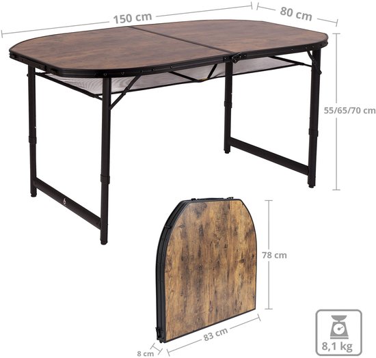 Bo-Camp - Industrial - Tafel - Woodbine - Ovaal - Koffermodel - 150x80 cm — afbeelding 5