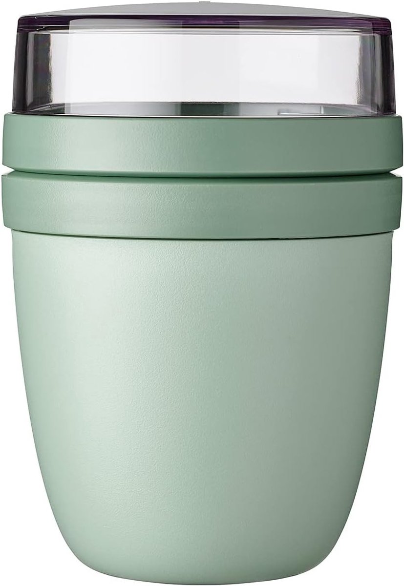 Mepal Lunchpot Ellipse – Nordic Sage – 500 ml + 200 ml – Yoghurtbeker & Müslibeker met 2 Compartimenten – Geschikt voor Magnetron, Vriezer & Vaatwasser