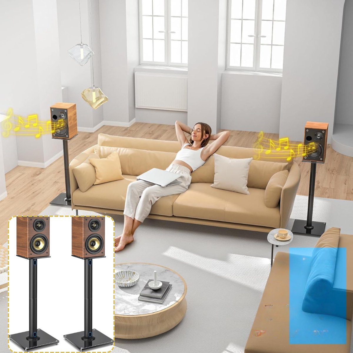 Zavio® Luidspreker Standaard - Speaker Vloerstandaard - Extra Stevig - Zwart