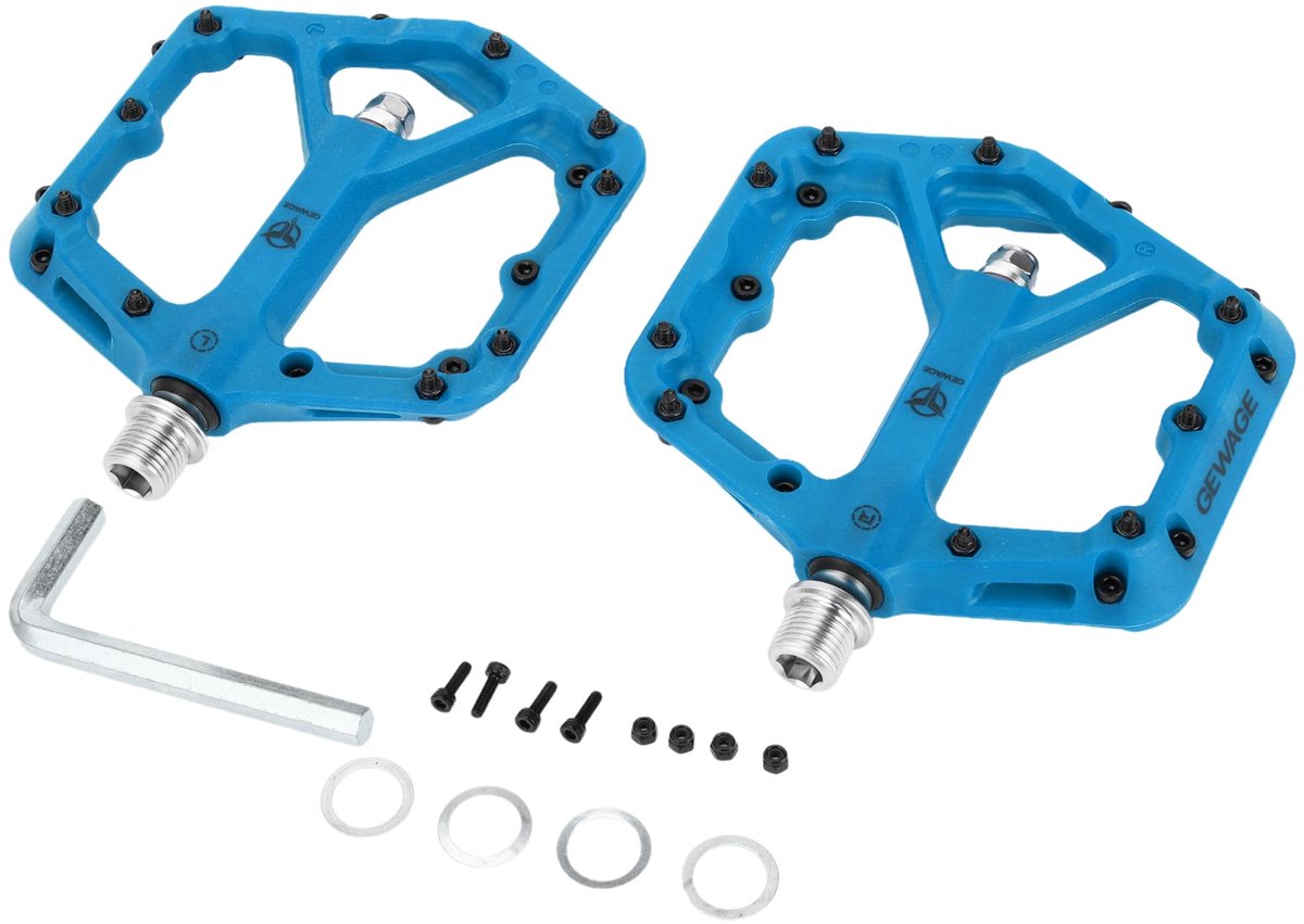voetsteun 9/16 inch assen - nylon metaal blauw - 1 paar - ideaal voor achterwielpedaal - ShopVlot