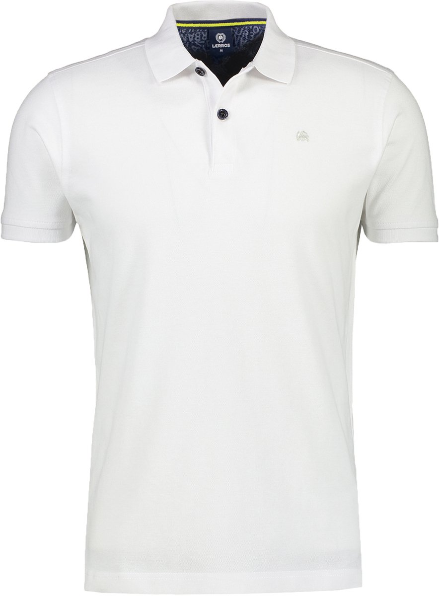 LERROS Basic Poloshirt in klassischer Passform und Piquéqualität , Maat: M , Kleur: WHITE , 100% Baumwolle