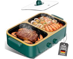 Elektrische Hotpot Grill - Kooktoestel Binnen - Gezellig Eten - 2-in-1 Functionaliteit - 4 Personen…