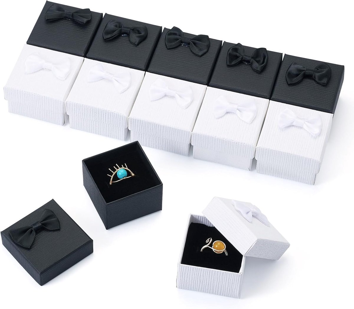 Spritewelry 12 stuks ringdoos 5 x 5 x 4 cm sieraden geschenkdozen vierkante kleine ringen dozen oorbel verpakking doos - ShopVlot