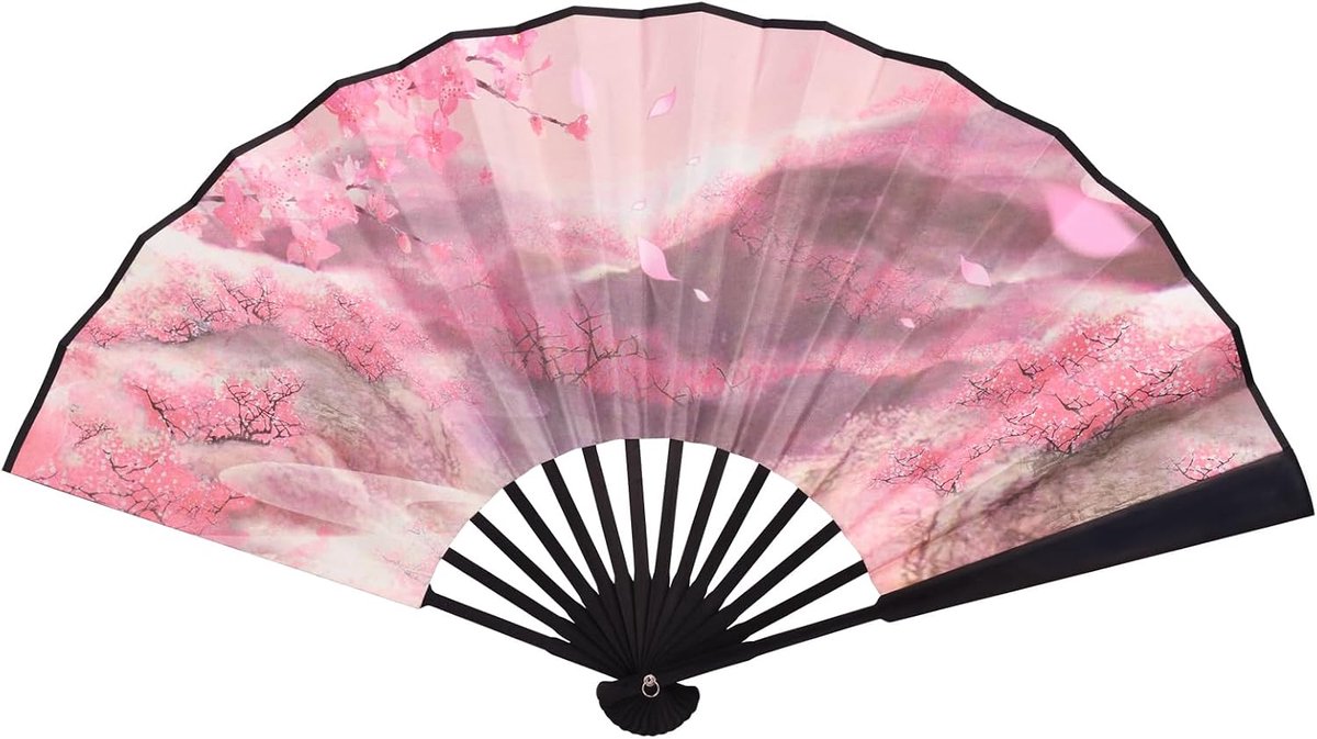 Large Folding Fan 23cm Chinese Hand Fan Pink Folding Fan Fabric Box Handheld Folding Fan for Wall Decoration Birthday - ShopVlot