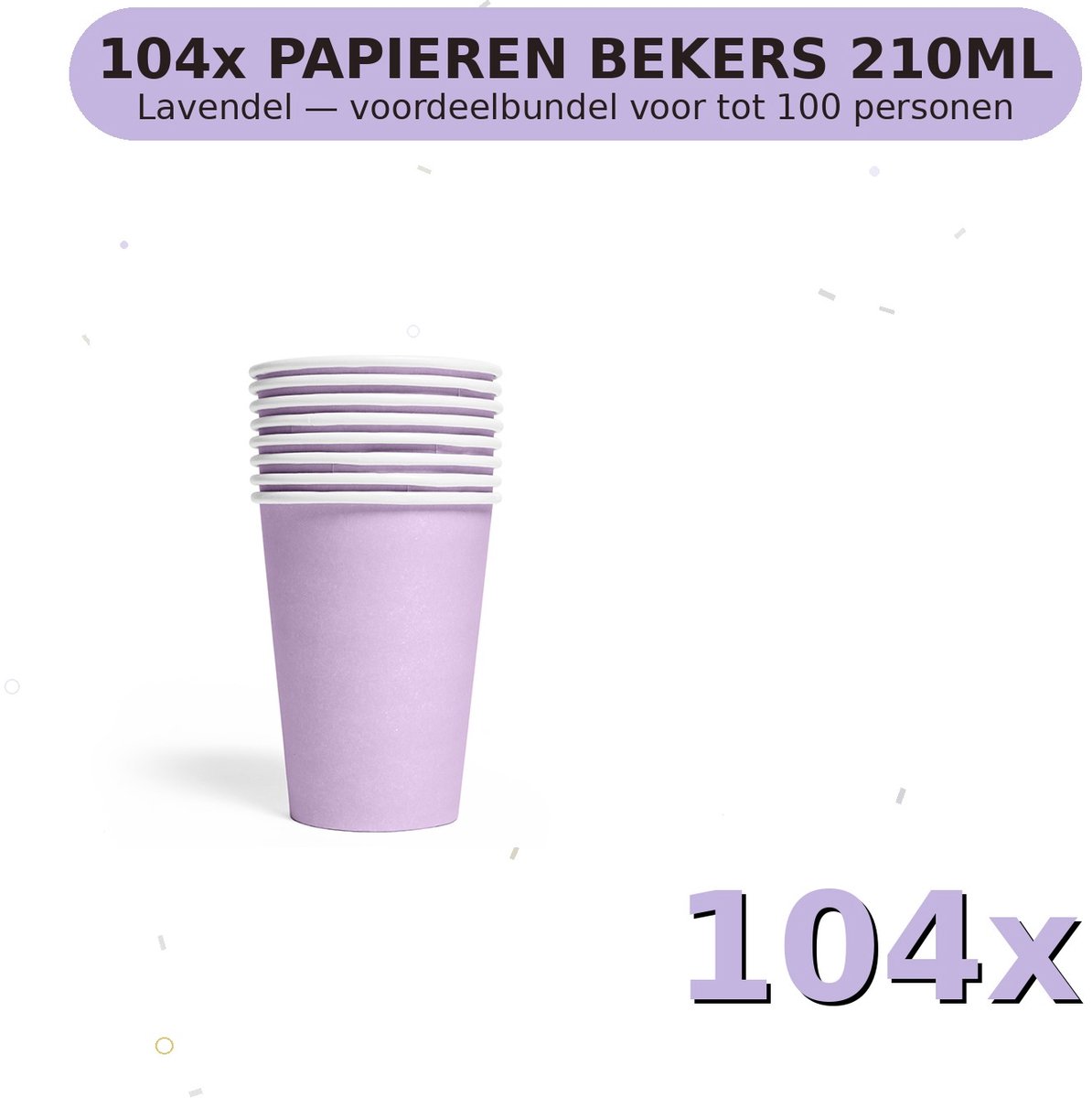 Bekers 210ml FSC Lavendel - Voordeelverpakking 104 Stuks voor tot 100 Personen - Feestartikelen