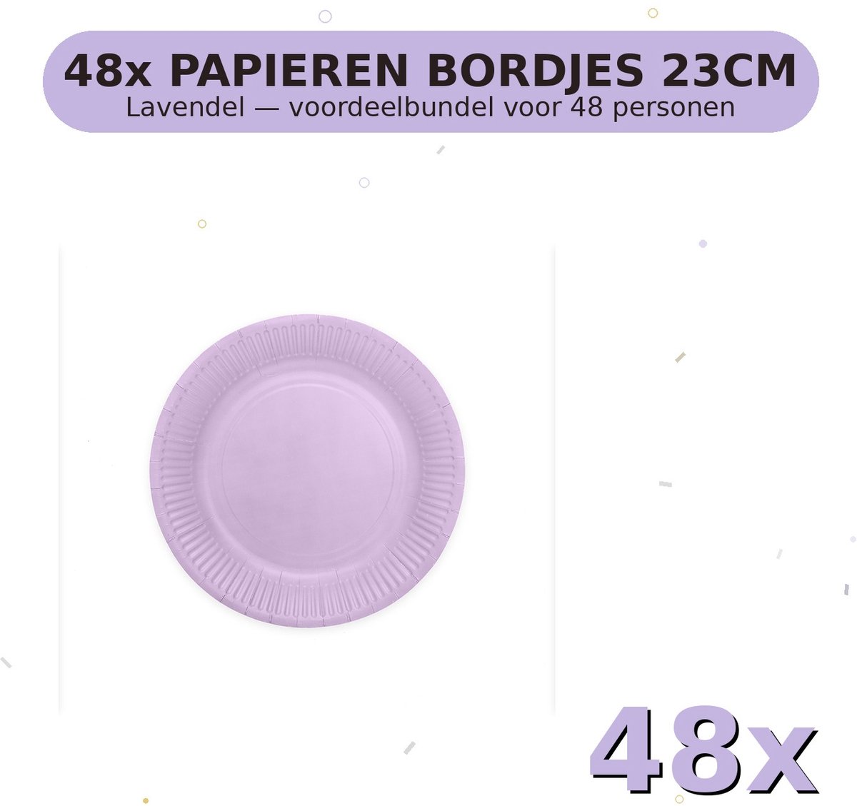 Bordjes 23cm FSC Lavendel - Voordeelverpakking 48 Stuks voor tot 48 Personen - Feestartikelen