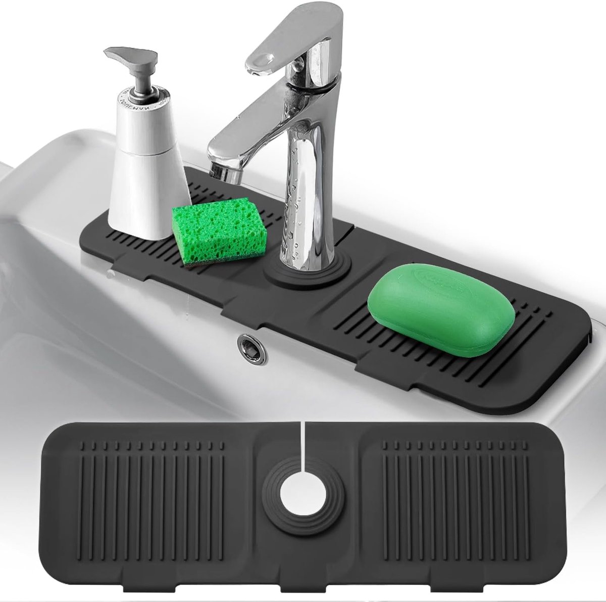 Silicone gootsteenmat 44,5 x 14 cm - multifunctionele silicone mat - automatische afvoer - voorkomt waterschade - ShopVlot