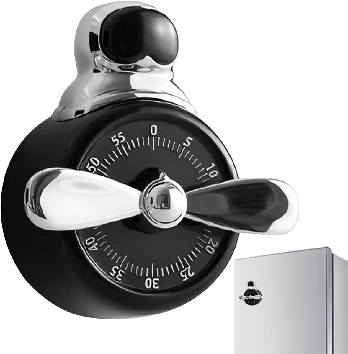 Bobypet - Keukentimer Magneet - Visuele Kookwekker Analoog met Hard Alarm - Batterijloos 60 Minuten Timer voor Studie Koken en Klaslokaal - Zwart