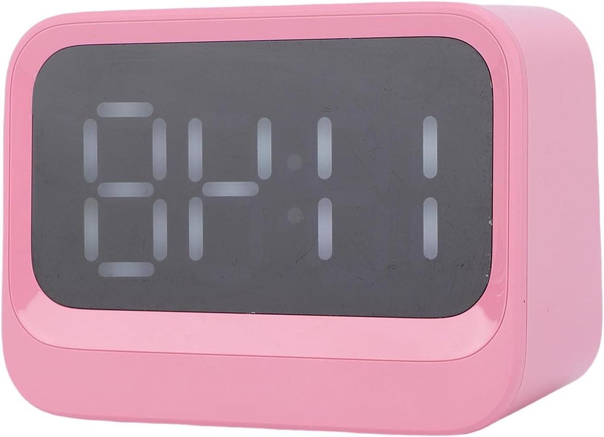 Digitale Wekker - Bluetooth Speaker - Muziek Luisteren - Dubbel Alarm - 8x6 cm - Roze