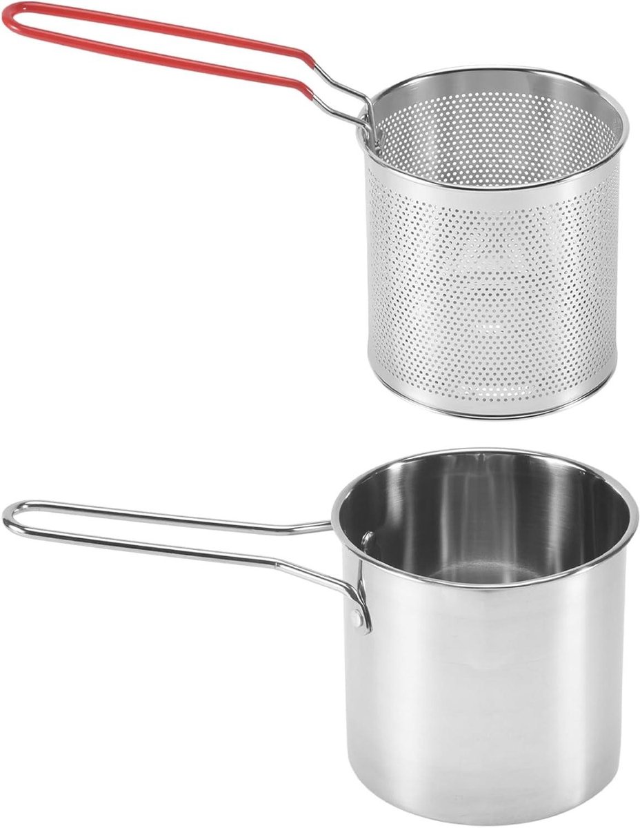 Roestvrijstalen Frituurpan - Keukengerei Zeef - Thuis Koken - Duurzaam Materiaal - 26 x 14 x 13 cm - Zilver