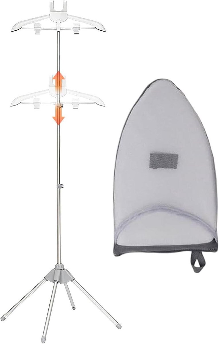 Kleerhanger Stomer - Kledingrek Stoom - Kreukvrij Maken - 360 Graden Rotatie - Max 160 cm - Grijs