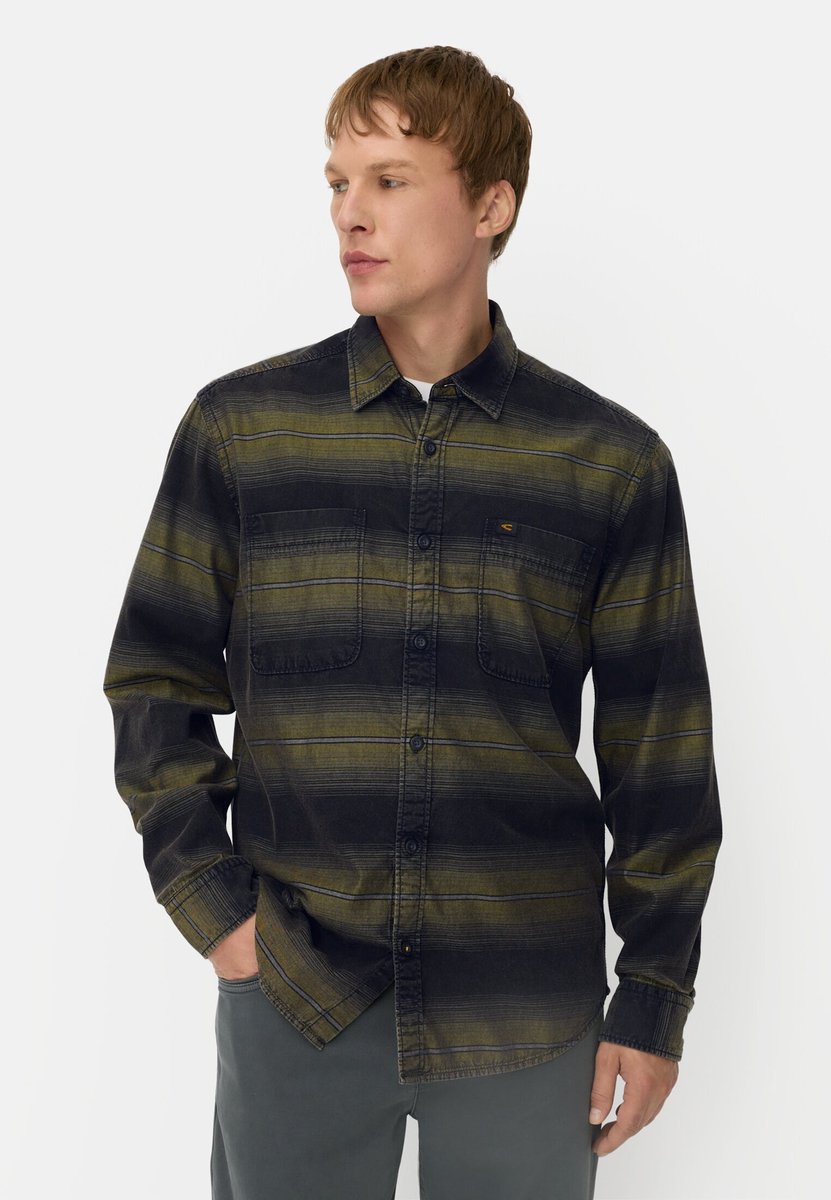 camel active Hemd met borstzakken - Maat menswear-L - Olijfgroen