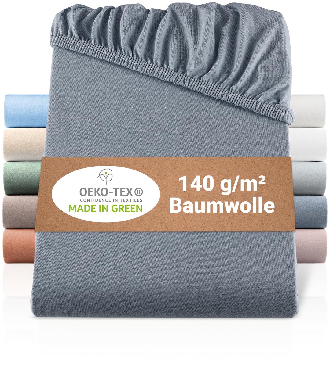 Hoeslaken 180x200 cm - 100% biologisch katoen - GOTS-gecertificeerd - antraciet - voor een duurzame nachtrust - SnelShoppen