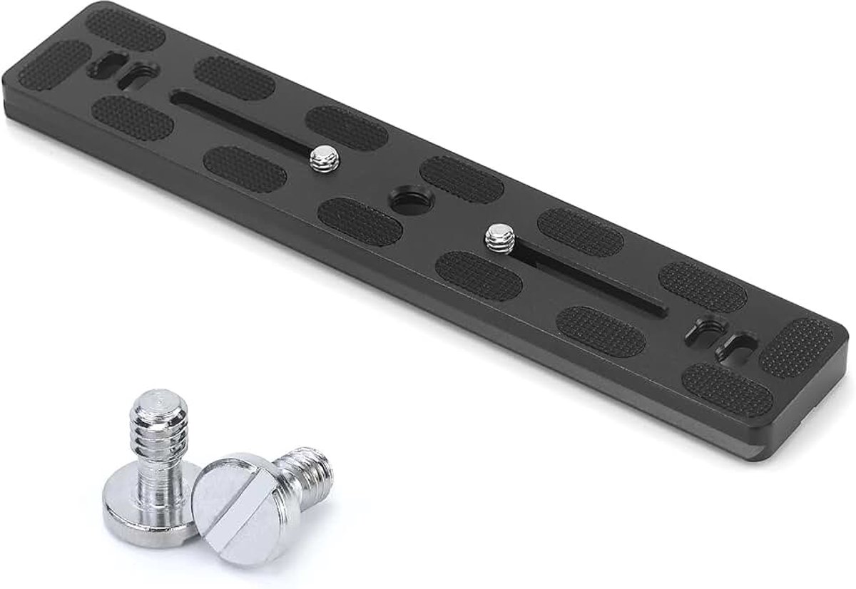 Snelwisselplaat 200 mm, Compatibel met Arca Swiss Standaard, Kogelkop en Klem, Met 2x 1/4" naar 3/8" Statiefschroeven