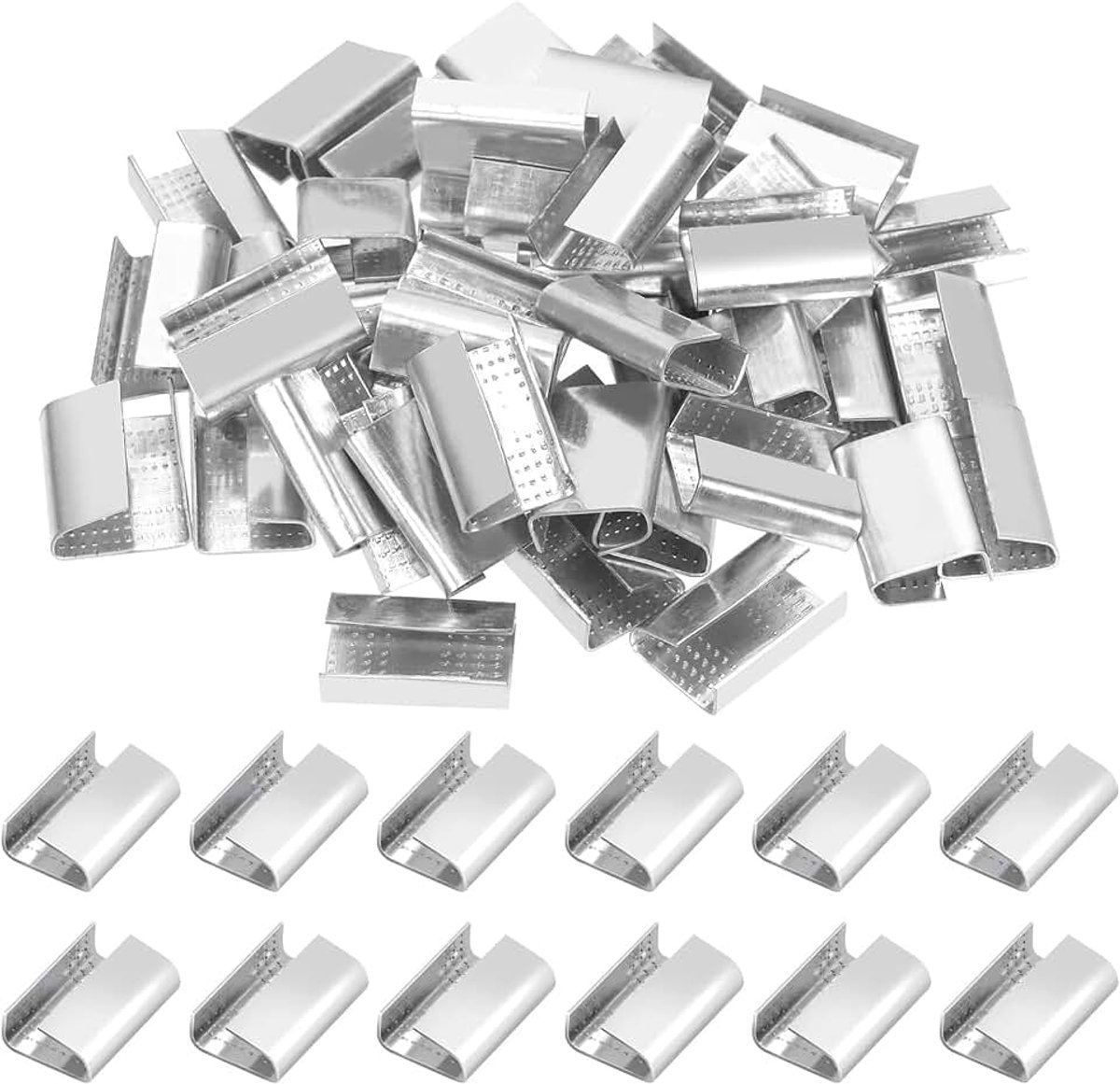 100 stuks open (snap-on) seals voor stalen strapping, metalen strapping clips banding strapping clips voor zware inpakken en pallet banding (5/8")