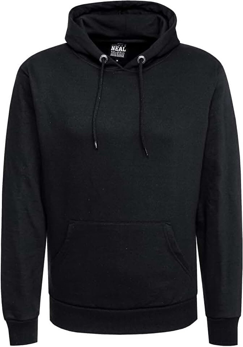 Neal Capuchontrui voor heren, sweatshirt met capuchon, basic regular fit, stretch, katoenen pullover, hoodie, sweater 161, maat S-6XL:S, kleur: zwart, zwart, S