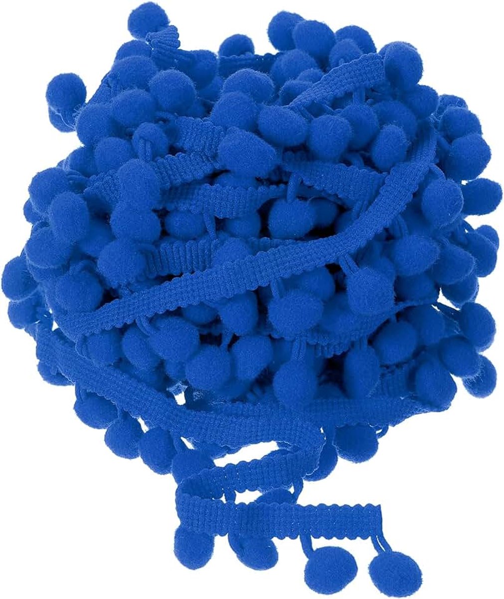10 Iarde lint met pompon bal franjes trim accessoires naaien DIY voor decoratie van gordijnen, kleding, kussens (12 mm, blauw)