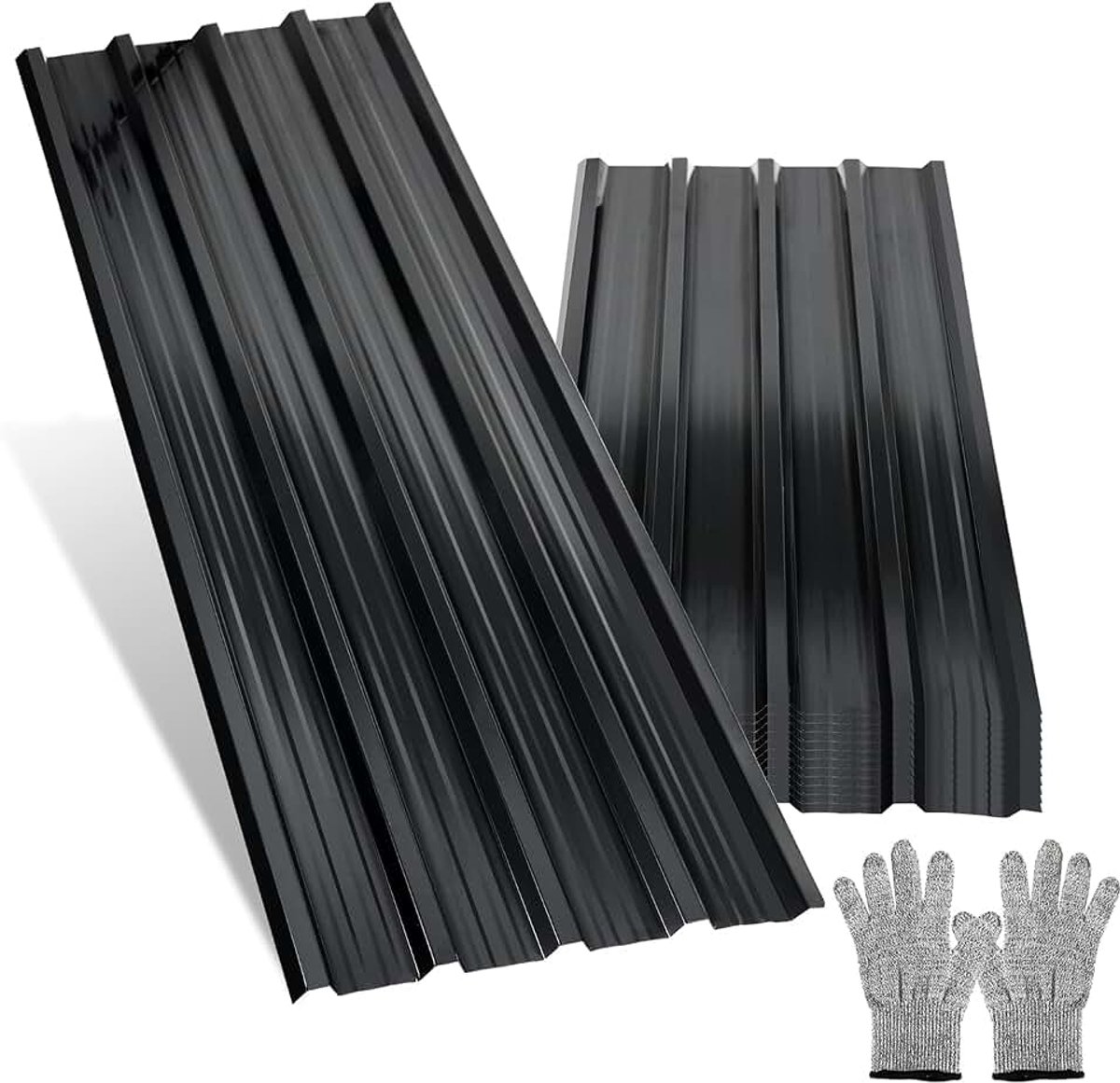 Trapeziumplaat, dakplaten, 129 x 46 cm, ca. 14 m², 0,25 mm, verzinkt metaal, voor carport, tuinhuis, schuur, incl. snijbeschermingshandschoenen, antraciet, 24 stuks