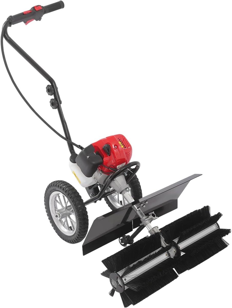 Benzine Veegmachine - Motorbezem Sneeuwruimer - Tuin Reinigen - 60 cm Borstelbreedte - 43cc - Zwart