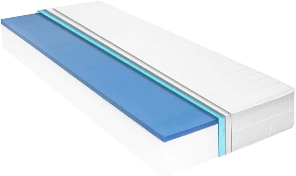 140 x 200 cm matras met wasbare matrasbeschermer van traagschuim en PU-schuim D25, wit