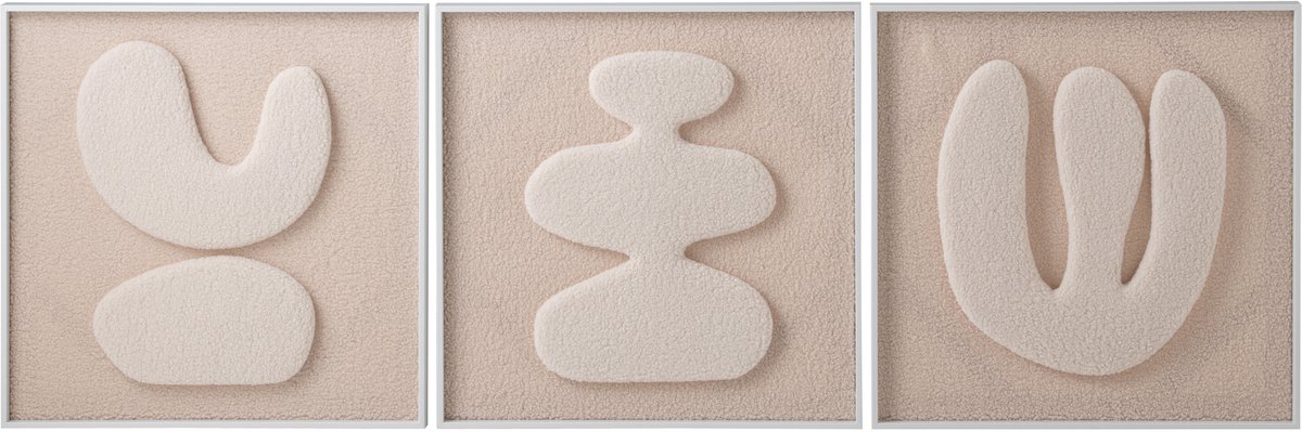 J-Line Schilderij - MDF - ecru/wit - assortiment van 3