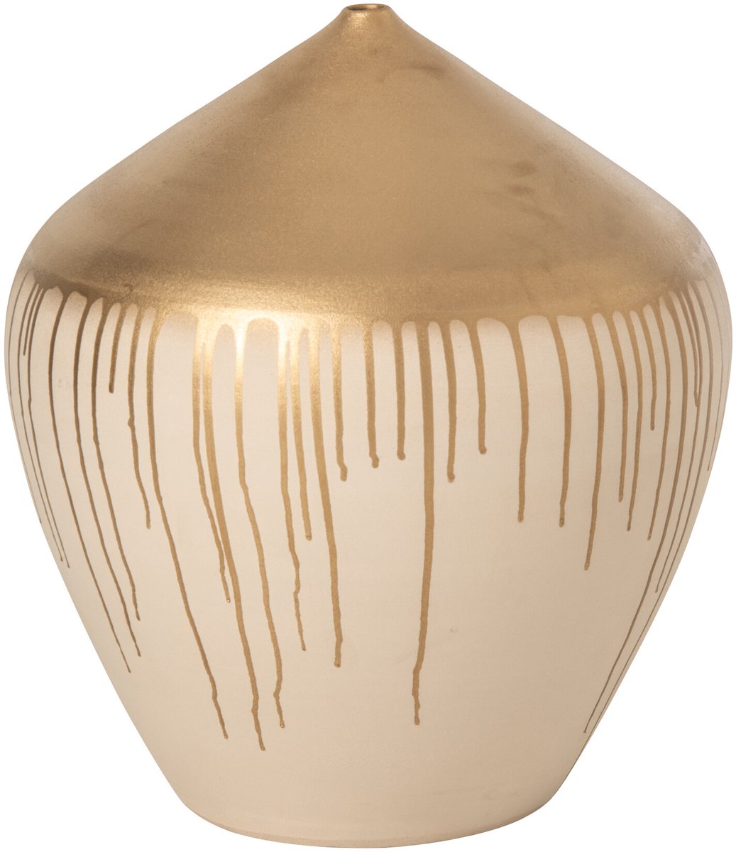 J-Line Vaas - keramiek - beige/goud - large