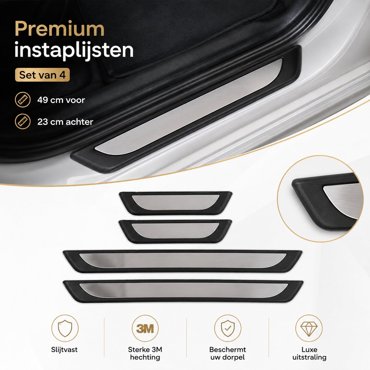 Instaplijsten Audi A7 C8 - Set van 4 - Zwart chrome - AIM