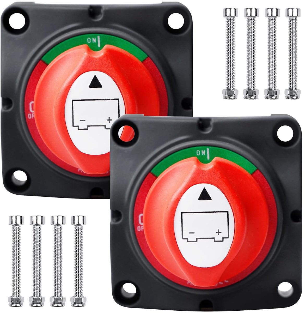 2 stuks Batterij Scheidingschakelaar 12V 24V, Batterij Scheidingschakelaar 275A, Batterij Hoofdschakelaar voor Auto, Boot, Marine, Camper, KFZ, Vrachtwagen, Motorfiets, ATV en UTV-voertuigen