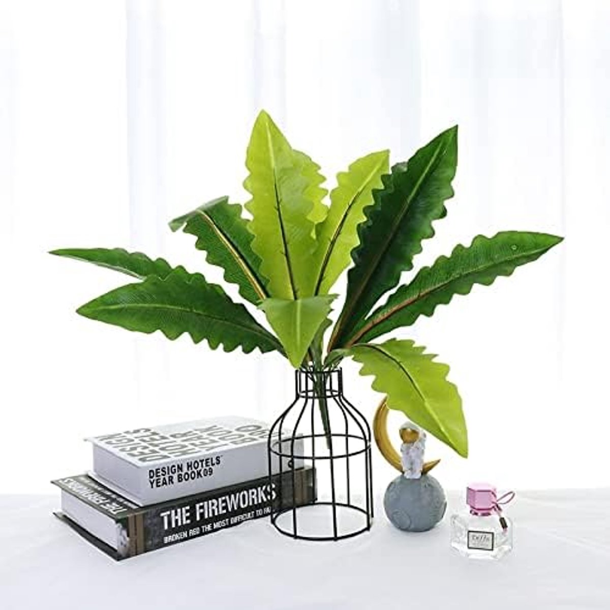 Palmboom 36 cm 3 hoofden tropische palmboom kunstmatige bamboeplanten nep potplanten tak plastic monstera bladeren voor thuis desktop Deco nep planten (kleur: D zonder pot)