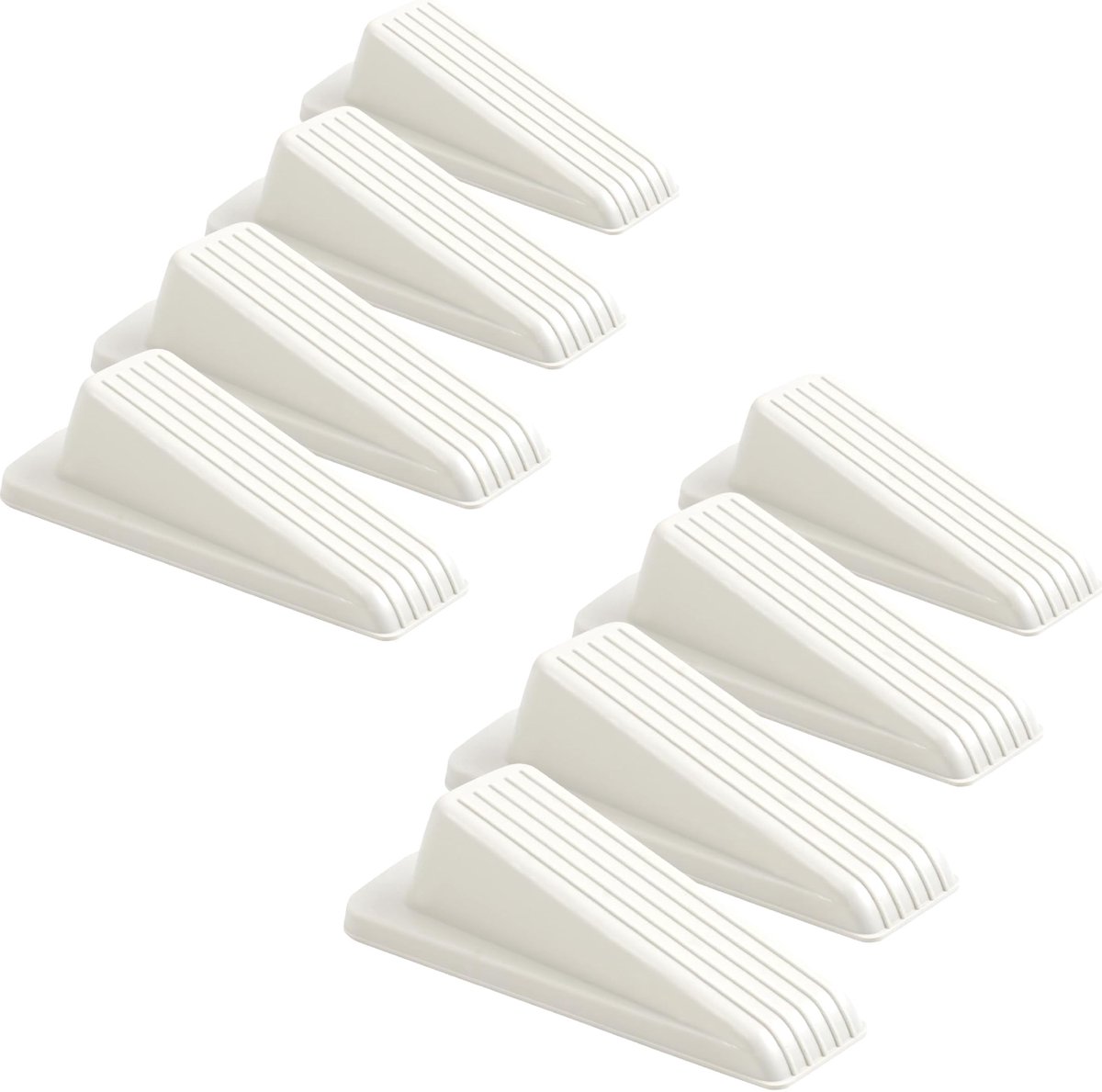 Set van 8 rubberen deurstoppers voor gebruik aan de onderkant van deuren; stevige en duurzame rubberen deurstopperwiggen, stapelbaar, geschikt voor vloeren - Wit.