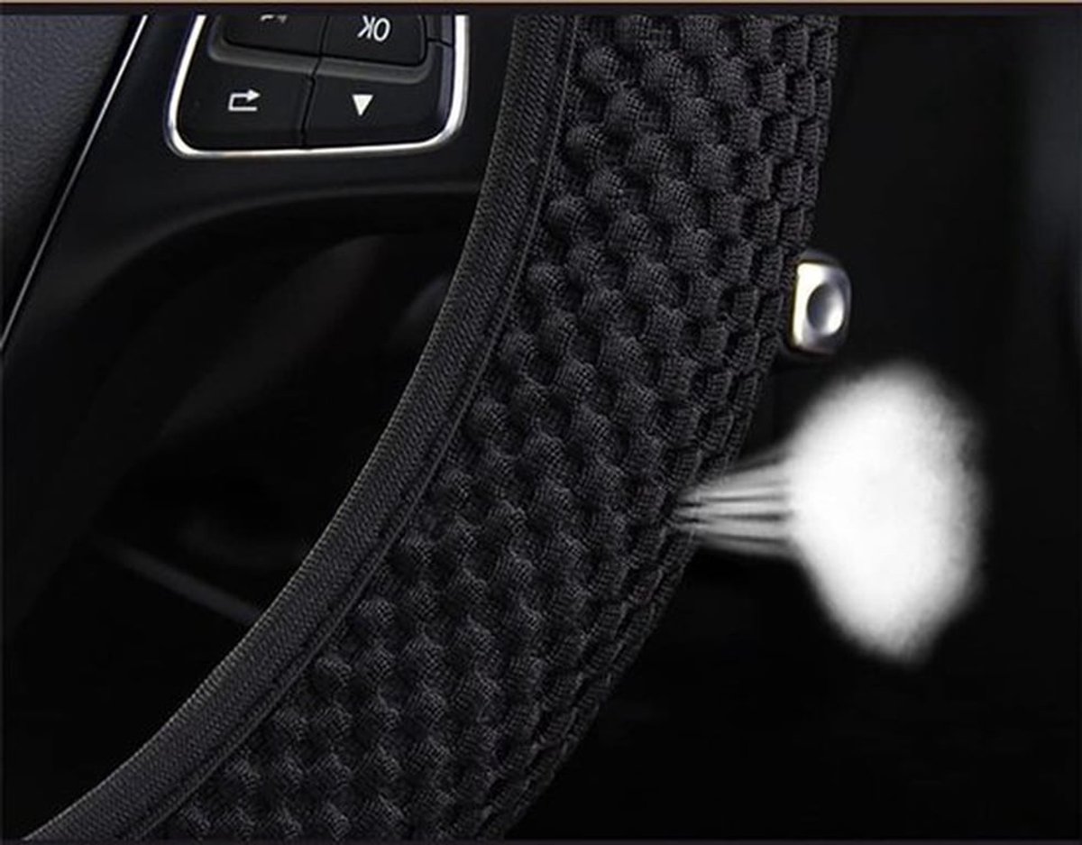 Universele 3-in-1 Stuurwielhoes 37-38 cm Antislip Ademend Stof voor Zomer, Bescherming en Comfort voor Auto en Vrachtwagen Accessoires, Rood