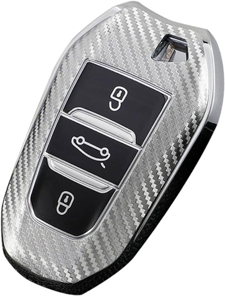 Sleutelhoes Geschikt Voor Grandland X, Crossland X, Corsa F, Zafira, Astra, Mokka-e, Insignia en Jeep Avenger 2023-2024 - Duurzame TPU Sleutelbescherming voor 3 Sleutels, Zilver