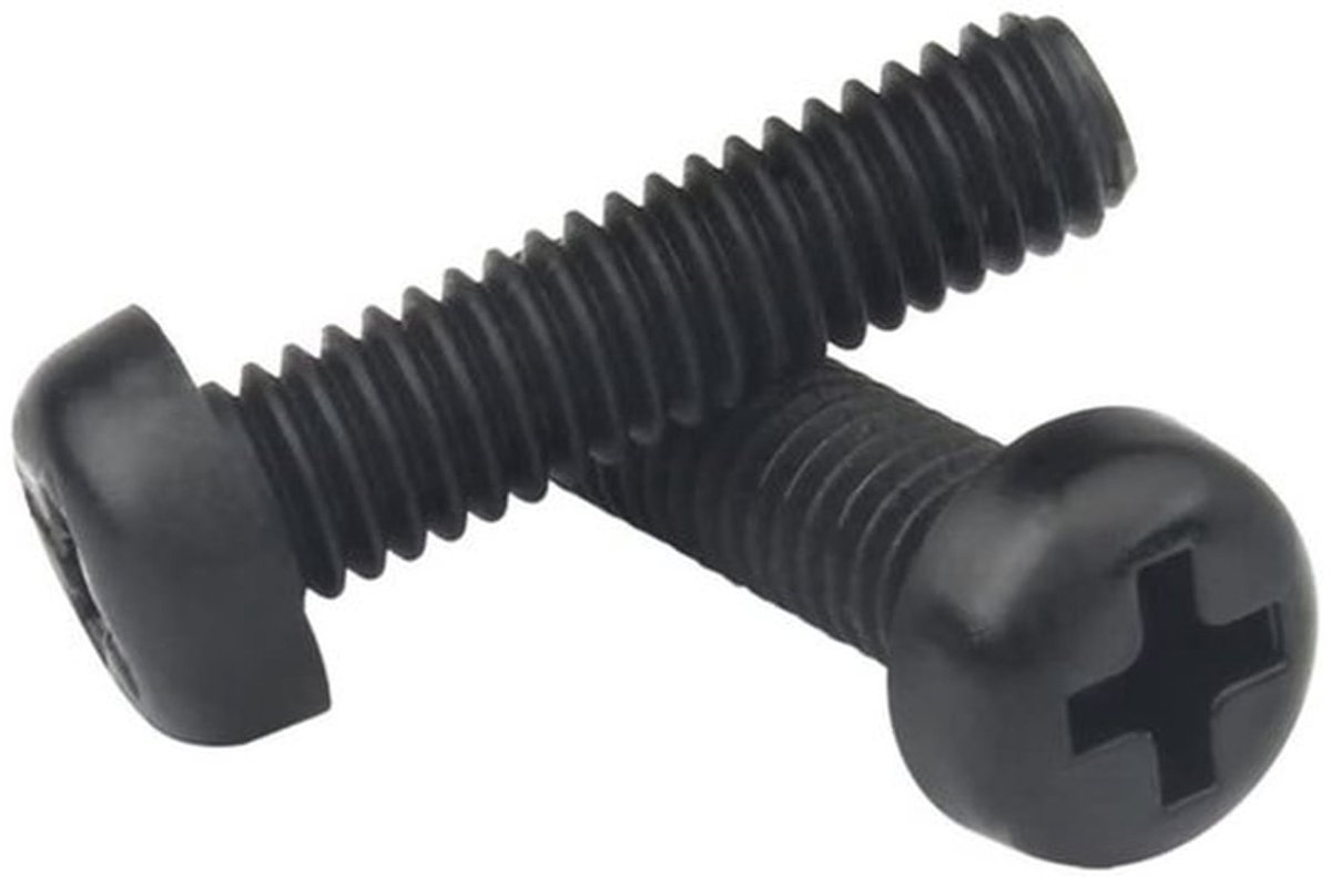Kruiskop Ronde Kop Machine Schroeven van Nylon, Zwart, M6x10mm, 50 Stuks voor Diverse Toepassingen