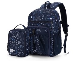 Rugzak met Lunchtas - Kinderrugzak - Naar school - Waterafstotend materiaal - 16 Liter - Blauw