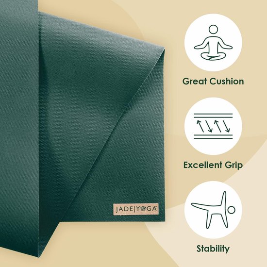 Yogamat - Fitness mat - Yoga oefenen - Natuurlijk rubber - 173 x 61 cm - Jade Groen van Yogamat — afbeelding 2