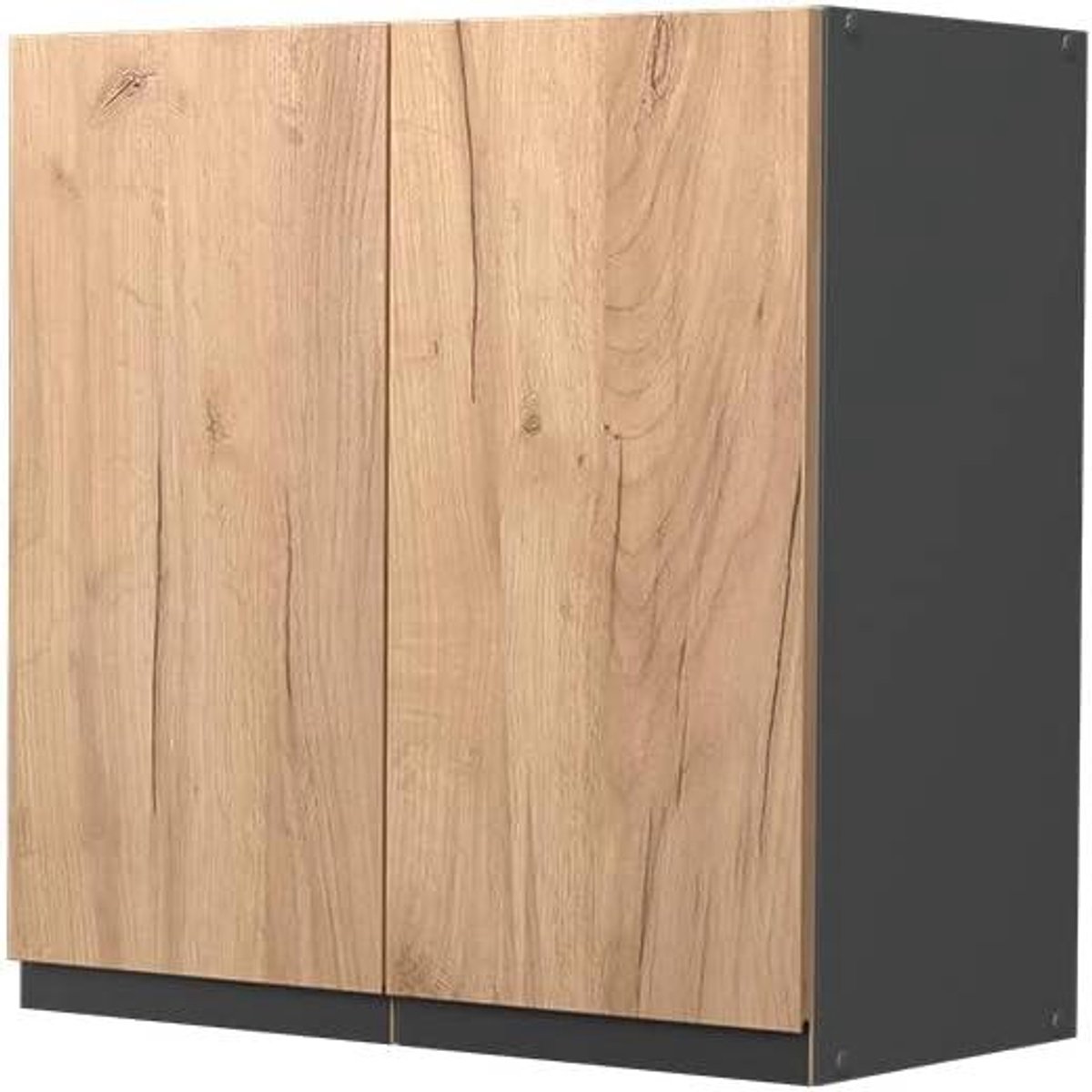 Keuken Hangkast - Opbergkast Keuken - Keuken Opbergen - J-Shape Fronten - 60 cm Breed - Eiken Goud Antraciet