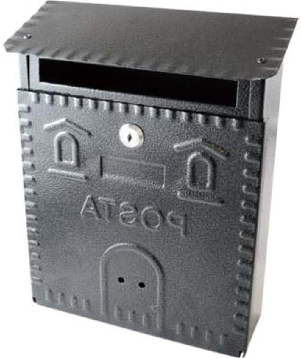 Brievenbus huis - Wandmodel brievenbus - Post ontvangen - Cilinderslot met sleutel - 230 x 90 mm - Zwart/zilver