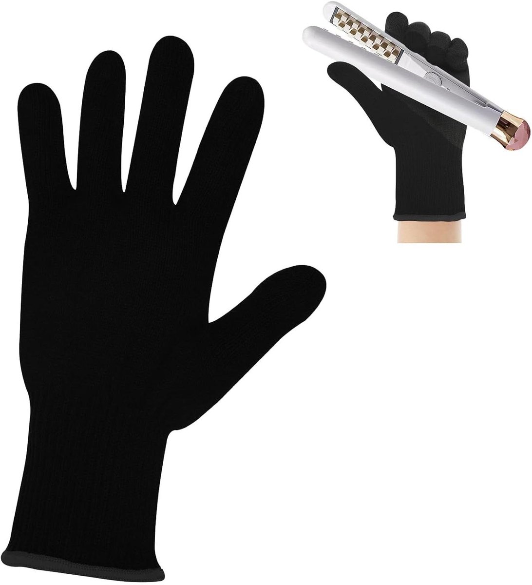 Hittebestendige Handschoen - Styling Handschoen - Haar Stylen - Professionele Bescherming - Universele Maat - Zwart met Rand