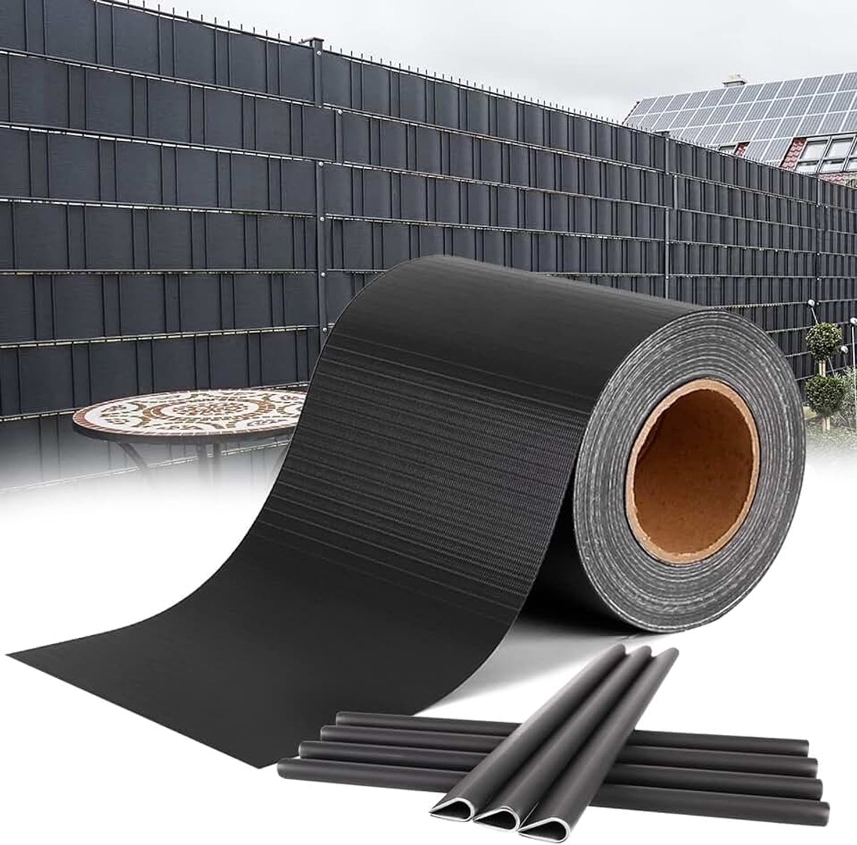 PVC privacy screen protector privacy strips incl. bevestigingsclips, tuin privacy hek dubbele staaf mat hek, 450g / m² ondoorzichtig privacy strips - 70m x 19cm, antraciet