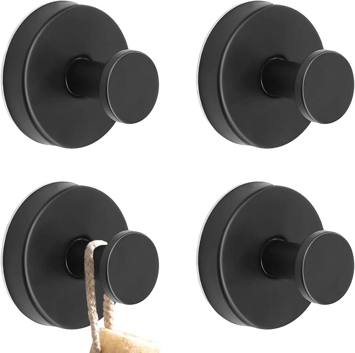 4 stuks zuignaphaken, zwart, zonder boren, zwart, handdoekhouder, zuignap, handdoekhaak, kleefhaken, extra sterke wandhaken voor badkamer, keuken, gladde ramen, muur