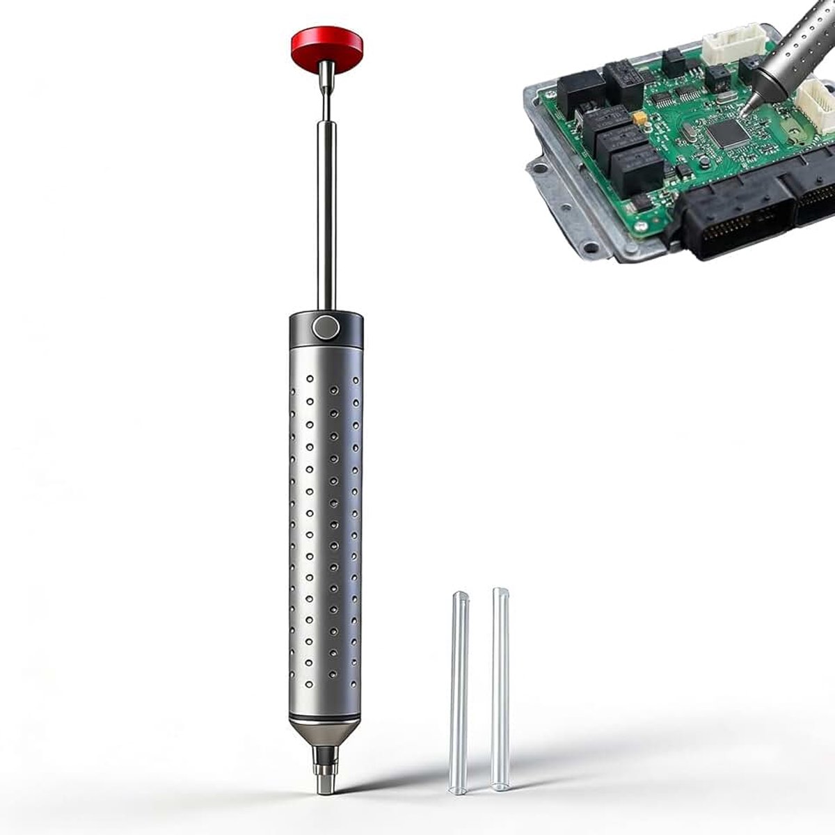 Desoldeerpomp met siliconen mondstuk - soldeerpensioengereedschap, soldeerstofzuiger voor laswerkzaamheden en reparatie