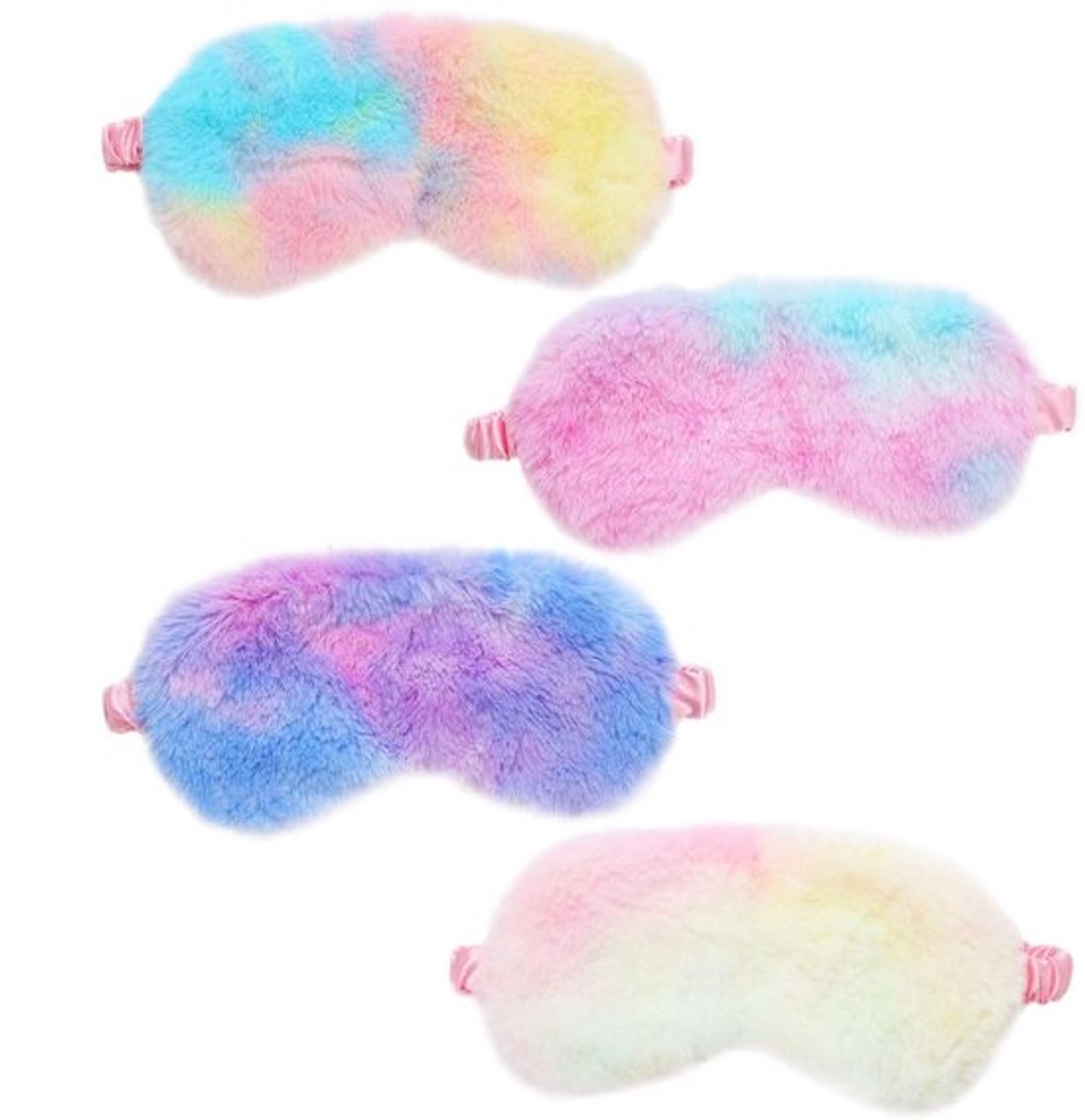 Oogmasker - 4 Stuks - Zacht Pluche - Effectieve Lichtblokkering - Reisaccessoire - Elastische Band - Comfortabel en Ademend - Slaapmasker